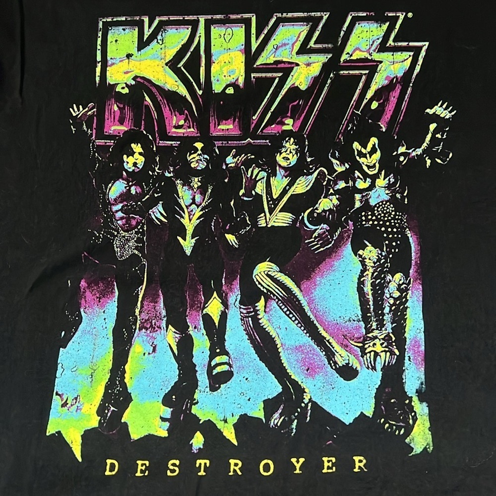 Kiss Graphic TShirt Black Size Large